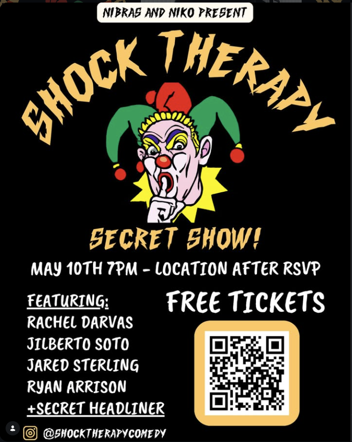 Location after RSVP. A secret show with Rachel Darvas, Jilberto Soto, Jared Sterling, Ryan Harrison and a secret headliner.